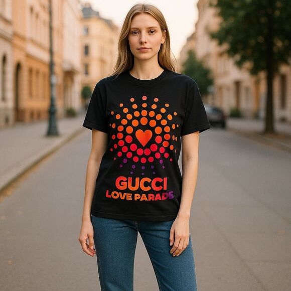 Gucci Unisex Black Tee with Red Accent - Picture 1 of 6
